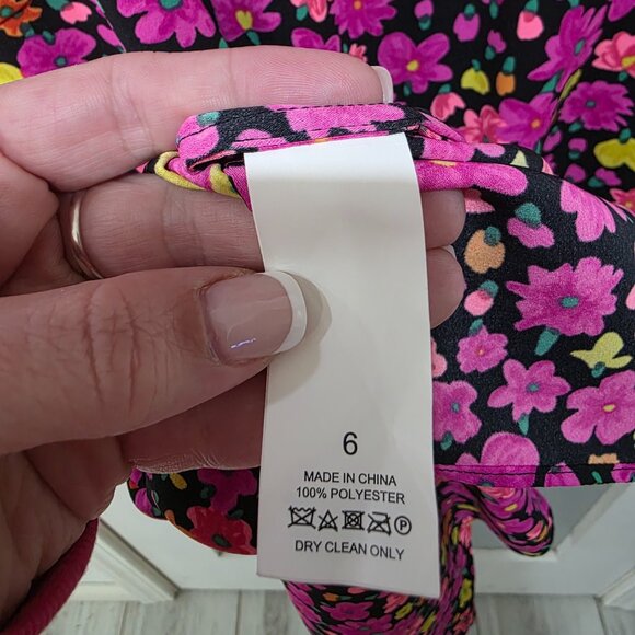 Kate Spade Bright Floral Puff Sleeve Dress Size 6 Multicolor A-Line - Picture 8 of 11